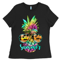 Black tie dye pineapple, summer Ladies Tee - JahusDesignShop