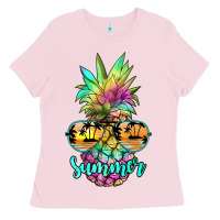 Bubblegum Pink tie dye pineapple, summer Ladies Tee - JahusDesignShop