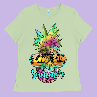 Tie Dye Pineapple, Summer Ladies Tee Designed By Jahusdesignshop