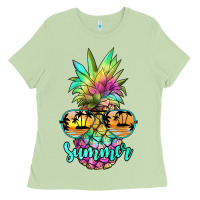 Matcha tie dye pineapple, summer Ladies Tee - JahusDesignShop