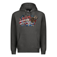 Charcoal Heather I back to blue Eagle 4th of july Premium Hoodie - HowdyJamesFarm