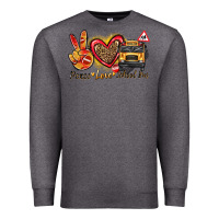 Charcoal Heather peace love school bus Premium Sweatshirt - texasbilliewilder
