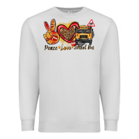 Dove Grey peace love school bus Premium Sweatshirt - texasbilliewilder