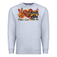 Heather Grey peace love school bus Premium Sweatshirt - texasbilliewilder
