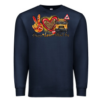 Navy peace love school bus Premium Sweatshirt - texasbilliewilder