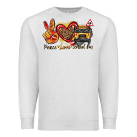 Oatmeal Heather peace love school bus Premium Sweatshirt - texasbilliewilder