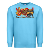Ocean Blue peace love school bus Premium Sweatshirt - texasbilliewilder