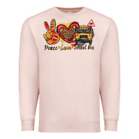 Pale Pink peace love school bus Premium Sweatshirt - texasbilliewilder