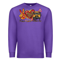 Purple peace love school bus Premium Sweatshirt - texasbilliewilder