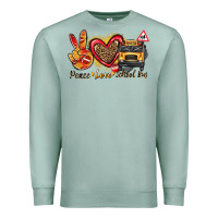 Seafoam peace love school bus Premium Sweatshirt - texasbilliewilder