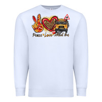 White peace love school bus Premium Sweatshirt - texasbilliewilder