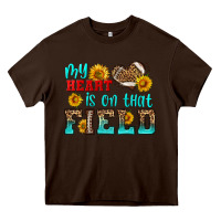 Chocolate Brown my heart is on that field american football Heavy Core Tee - HRA Design Shop