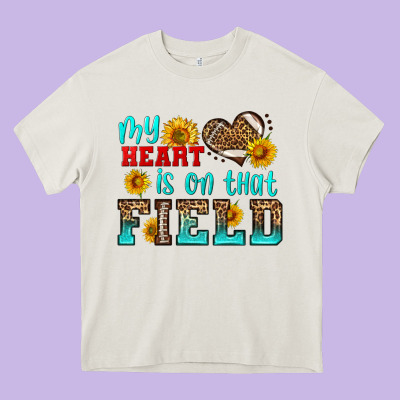 My Heart Is On That Field American Football Heavy Core Tee Designed By Hra Design Shop