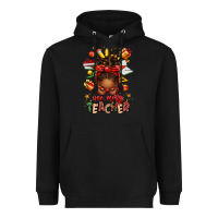 Black one merry teacher afro messy bun Heavyweight Hoodie - texasbilliewilder