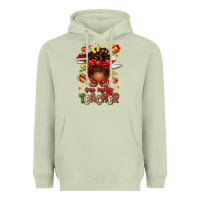 Matcha one merry teacher afro messy bun Heavyweight Hoodie - texasbilliewilder