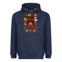 Navy one merry teacher afro messy bun Heavyweight Hoodie - texasbilliewilder