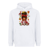 White one merry teacher afro messy bun Heavyweight Hoodie - texasbilliewilder