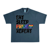 Midnight Navy eat sleep pride repeat Urban Heavy Tee - MaliasSmallBusiness