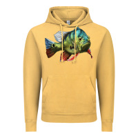 Vintage Mustard Peacock Bass Illustrations Vintage Hoodie - LillyAllenDesigns