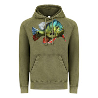 Vintage Olive Peacock Bass Illustrations Vintage Hoodie - LillyAllenDesigns