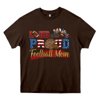Chocolate Brown loud and proud football mom Heavy Core Tee - HRA Design Shop