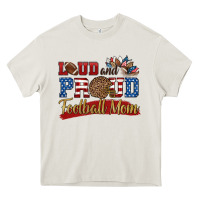 Cream loud and proud football mom Heavy Core Tee - HRA Design Shop