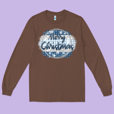 Merry Christmas Blue Long Sleeve Tee Designed By Maliassmallbusiness