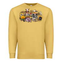 Antique Gold farm animals school bus Premium Sweatshirt - texasbilliewilder
