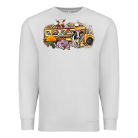 Dove Grey farm animals school bus Premium Sweatshirt - texasbilliewilder