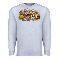 Heather Grey farm animals school bus Premium Sweatshirt - texasbilliewilder