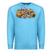 Ocean Blue farm animals school bus Premium Sweatshirt - texasbilliewilder