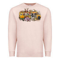 Pale Pink farm animals school bus Premium Sweatshirt - texasbilliewilder
