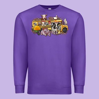 Farm Animals School Bus Premium Sweatshirt Designed By Texasbilliewilder