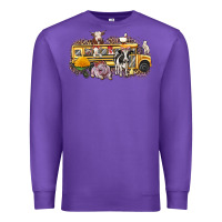 Purple farm animals school bus Premium Sweatshirt - texasbilliewilder