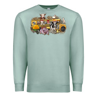 Seafoam farm animals school bus Premium Sweatshirt - texasbilliewilder