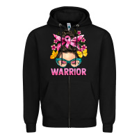 Black cancer warrior messy bun Zipper Hoodie - BarkalooDesign