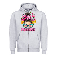 Heather Grey cancer warrior messy bun Zipper Hoodie - BarkalooDesign