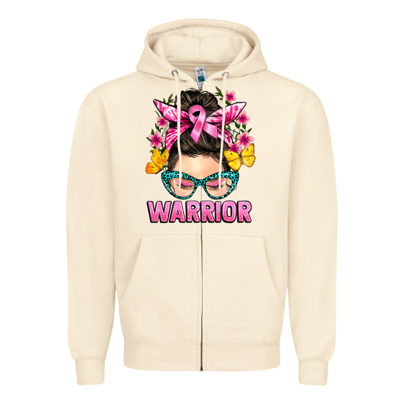 Cancer Warrior Messy Bun Zipper Hoodie by BarkalooDesign | Teevron