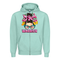 Seafoam cancer warrior messy bun Zipper Hoodie - BarkalooDesign