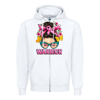 White cancer warrior messy bun Zipper Hoodie - BarkalooDesign