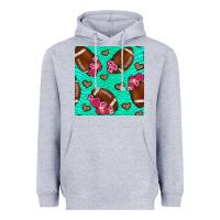 Heather Grey American Football roses and hearts Heavyweight Hoodie - NancyCooperArtShop