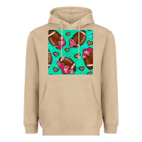 Mushroom American Football roses and hearts Heavyweight Hoodie - NancyCooperArtShop