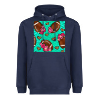 Navy American Football roses and hearts Heavyweight Hoodie - NancyCooperArtShop