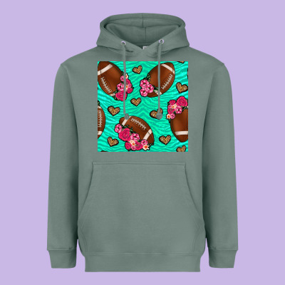 American Football Roses And Hearts Heavyweight Hoodie Designed By Nancycooperartshop