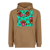 Toasted Coconut American Football roses and hearts Heavyweight Hoodie - NancyCooperArtShop
