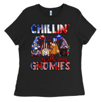 Black Chillin' with my gnomies 4th of July Ladies Tee - CowGirlArtShop