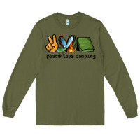 Army Green peace love camping Long Sleeve Tee - NancyCooperArtShop