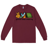 Burgundy peace love camping Long Sleeve Tee - NancyCooperArtShop