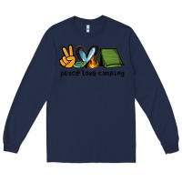 Navy peace love camping Long Sleeve Tee - NancyCooperArtShop