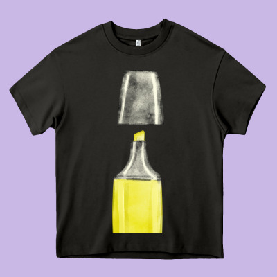 Yellow Highlighter Pen Fa Element Heavy Core Tee Designed By Fadigitalartstudio